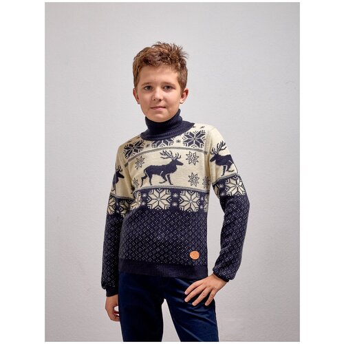 фото Шерстяной свитер airwool, орнамент с оленями, размер 128-134