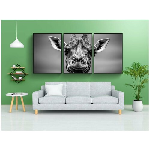 фото Набор модулных постеров для интерьера "жирафа, животное, лес" 60x90 см. в тубусе, без рамки lotsprints