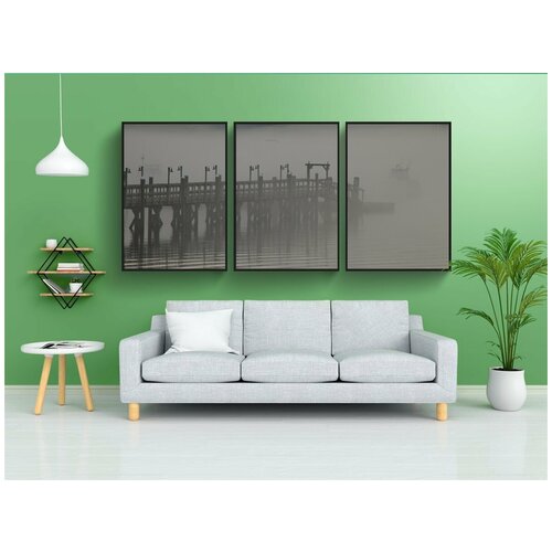 фото Набор модулных постеров для интерьера "вглядеться, док, туман" 60x90 см. в тубусе, без рамки lotsprints