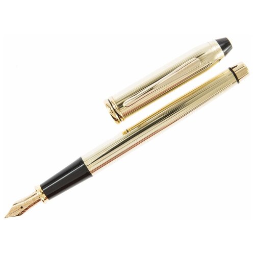 Ручка перьевая Cross Townsend, цвет чернил: черный, цвет корпуса: золотистый, перо F