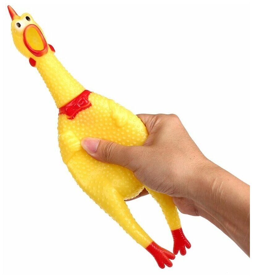 Кричащая резиновая курица большая 36 см