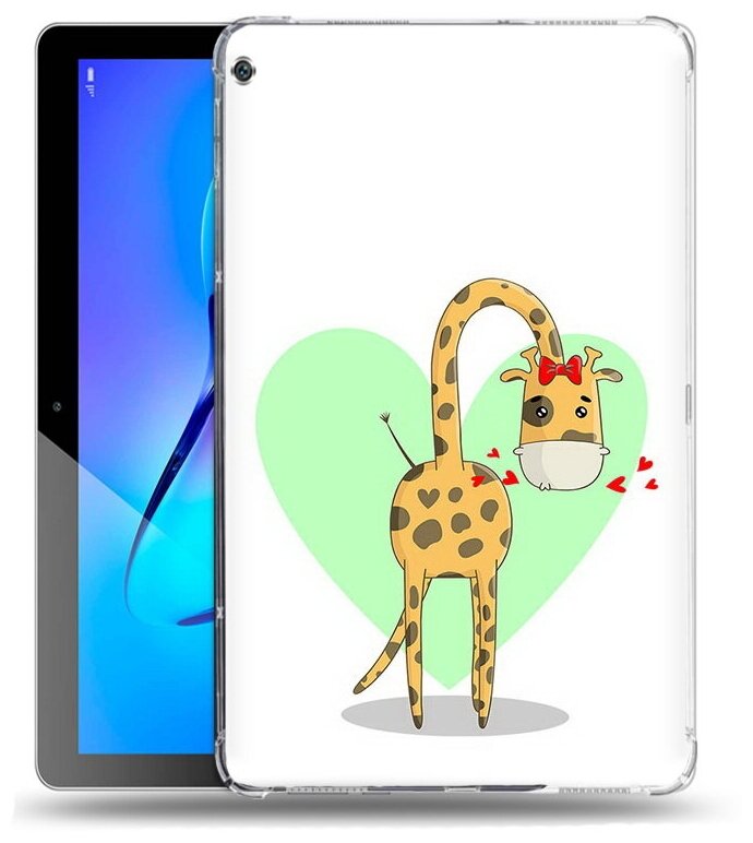 Чехол задняя-панель-накладка-бампер MyPads Влюбленный жираф 14 февраля для Huawei MediaPad M3 Lite 10 Wi-Fi/ LTE (BAH-AL00/W09) противоударный