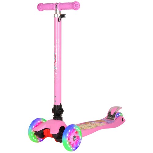 фото Самокат детский трехколесный складной "city- ride мила" 3d наклейка. колеса: 120/76 pu, светодиоды. самокат для малышей, для девочек, светящиеся колеса, кикборд, цвет розовый city-ride