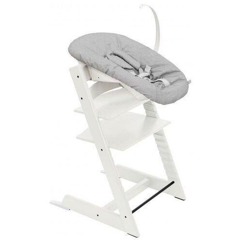 Стульчик для кормления 3 в 1 Stokke Tripp Trapp White с сидением Baby Set и столиком Storm Grey