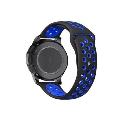 Универсальный спортивный ремешок для Huawei, Samsung, Garmin, 22 мм. черный/синий. силиконовый ремешок для часов sаmsung galaxy watch amazfit pace stratos 1 2 2s gtr 47 мм sport watch 22 мм серый