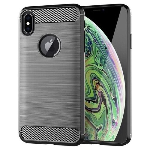 фото Чехол для iphone xs цвет gray (серый), серия carbon от caseport