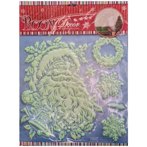 Наклейки новогодние объёмные люминофорные YG2. Размер листа 40*30 см.