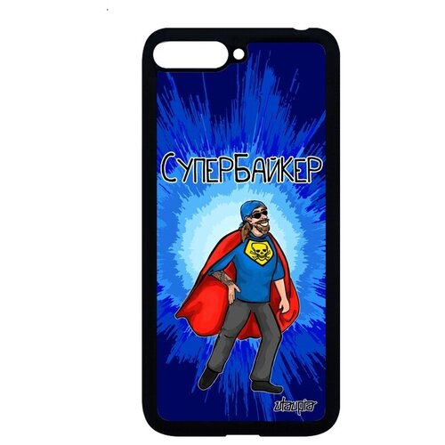 фото Простой чехол для телефона // huawei y6 2018 // "супербайкер" супергерой мотоцикл, utaupia, синий