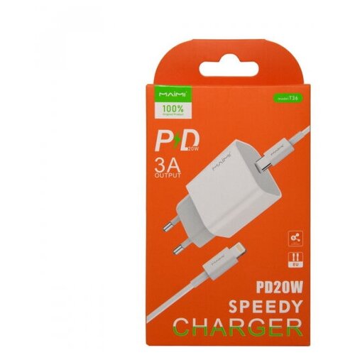 Lares TX СЗУ Type-C + кабель Type-C на Ligtning T36 белый Maimi