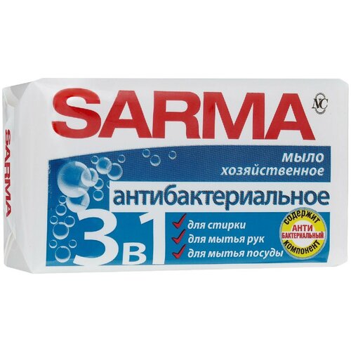 Мыло хозяйственное Sarma 3 в 1 «Антибактериальное», 140 г 2520423