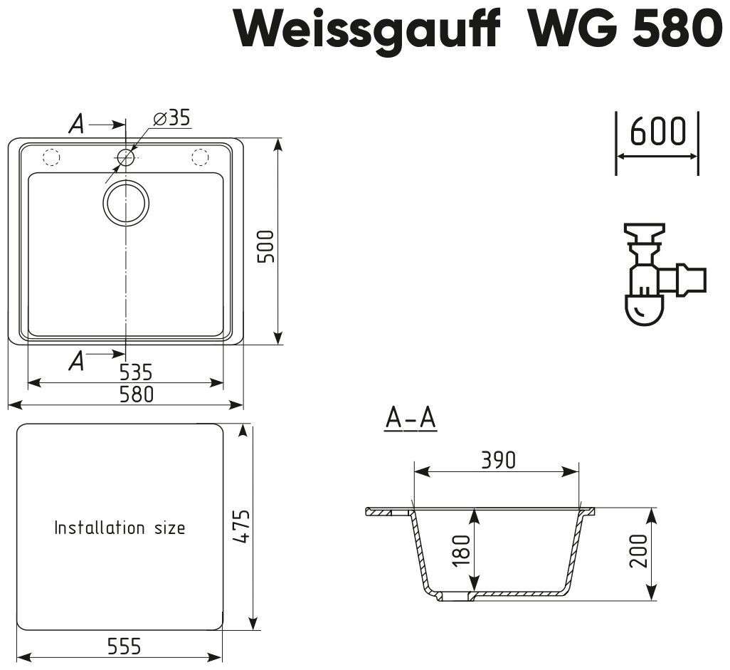 Мойка Weissgauff WG 58001 White - фотография № 4