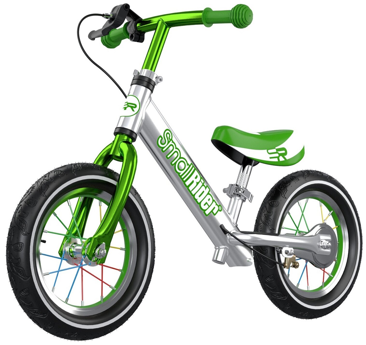 Беговел Small Rider Foot Racer 3 EVA кол.:24" серебристый/зеленый 3.6кг (MEGA007) - фото №1