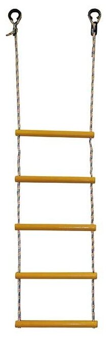 Детская веревочная лестница 5 перекладин (диаметр перекладин 25мм) (Желтый) для шведской стенки, спортивного комплекса и турника