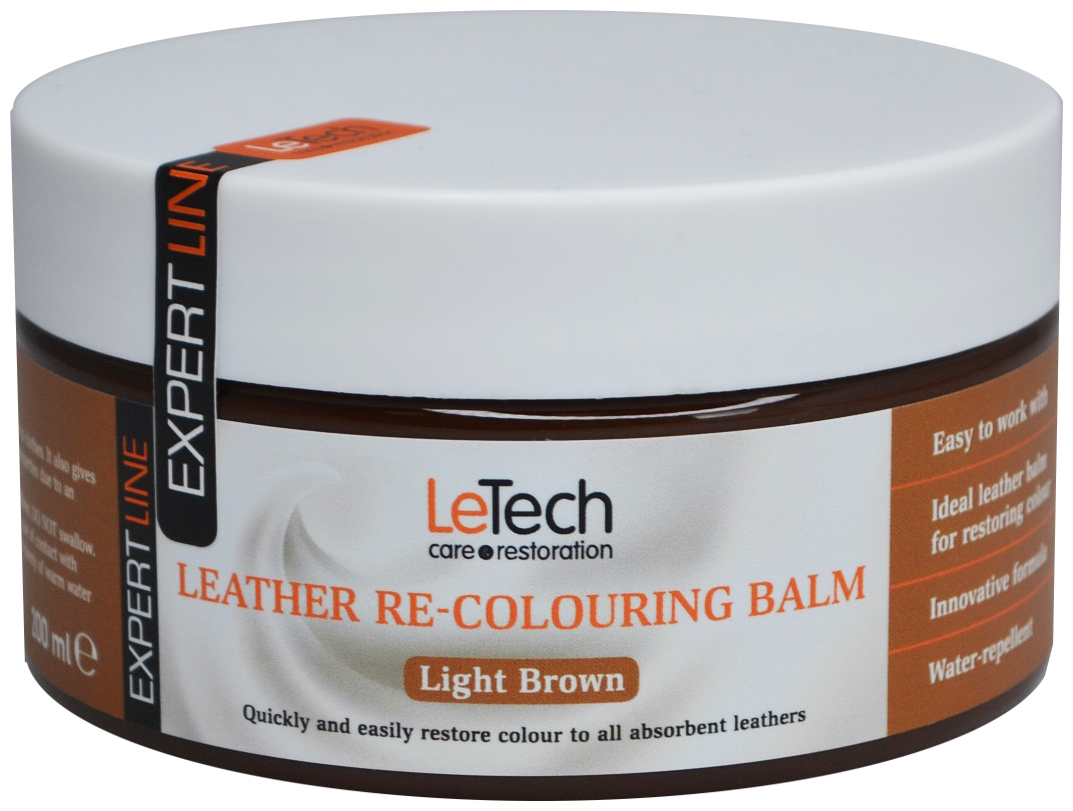 Восстановитель цвета для кожи без покрытия бальзам коричневый LeTech Leather Re-Colouring balm Light Brown 200ml
