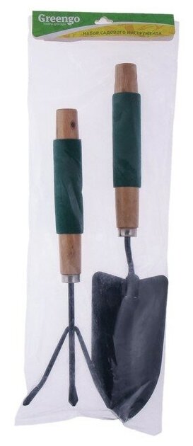 Инструмент садовый ( 2 предмета) 36 см, рукоять дерево 1004991 - фотография № 7