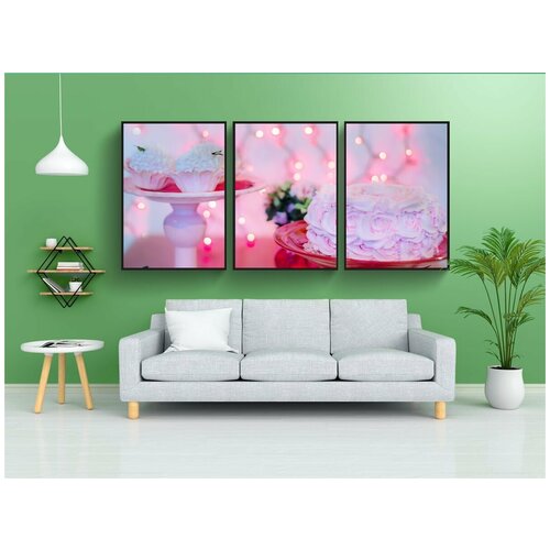 фото Набор модулных постеров для интерьера "день святого валентина, сладости, торт" 60x90 см. в тубусе, без рамки lotsprints