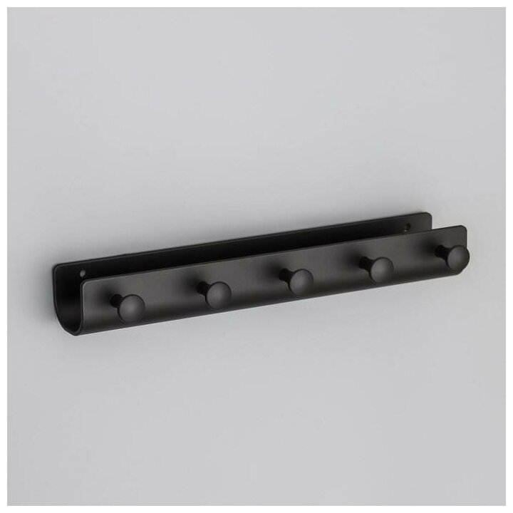 Вешалка на 5 крючков «Став», 27,5×4×3,5 см, цвет чёрный - фотография № 2