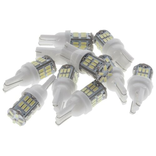 Лампа светодиодная 12V W5W T10W W2.1x9.5d 6000K бесцокольная 30 SMD 3258 White MEGA ELECTRIC 010830W