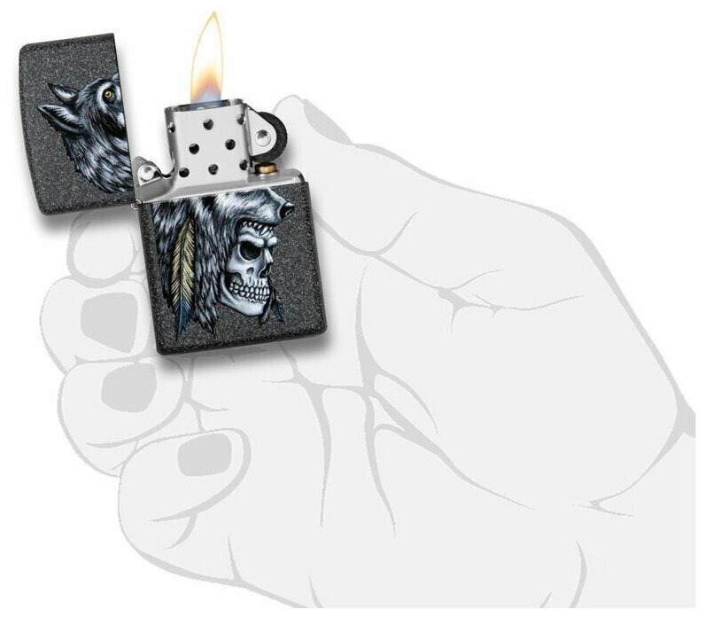 Зажигалка ZIPPO Wolf Skull Iron Stone - фотография № 6