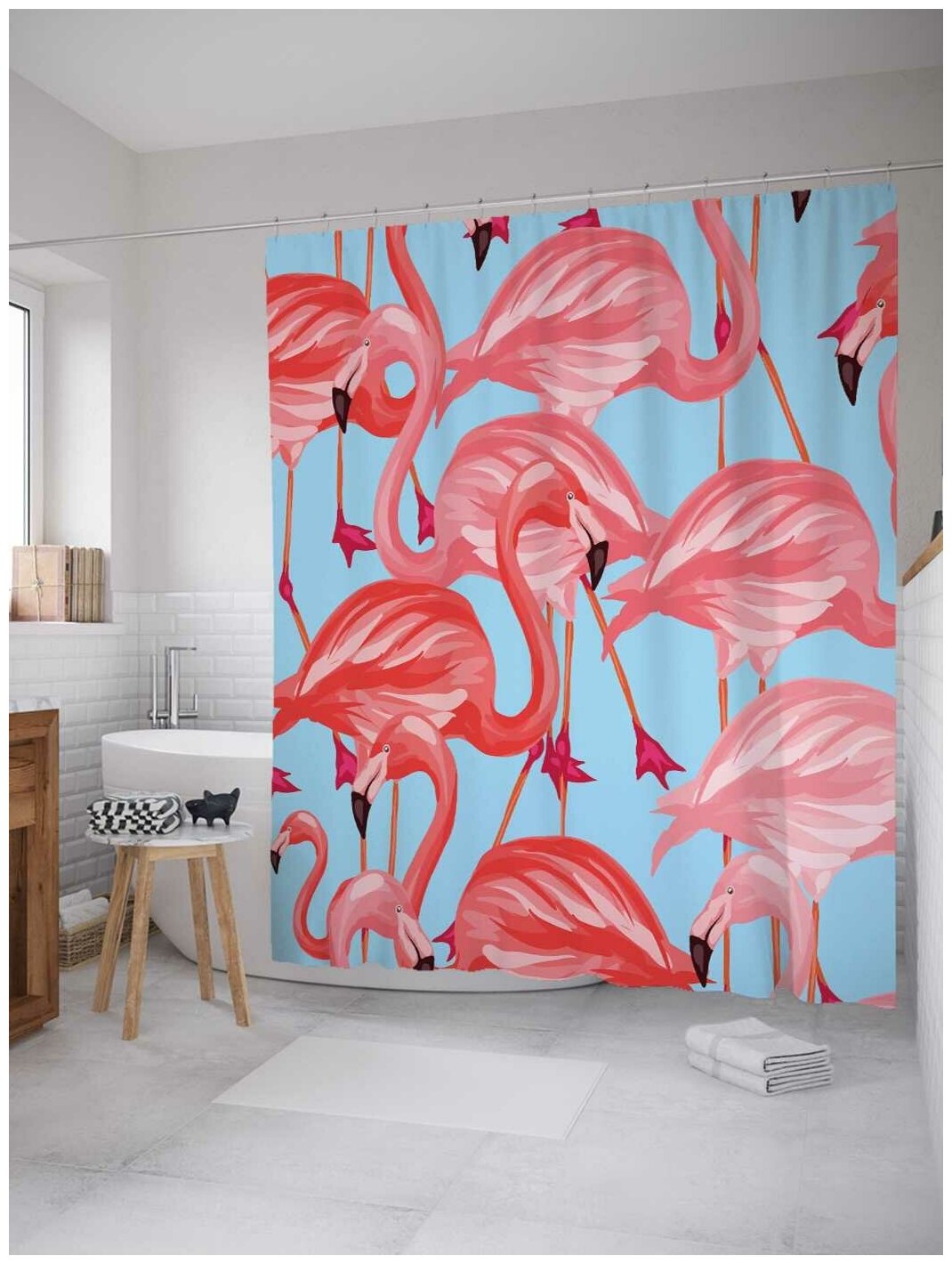 Штора для ванной JoyArty Прикосновение фламинго 180х200 (sc-9438)