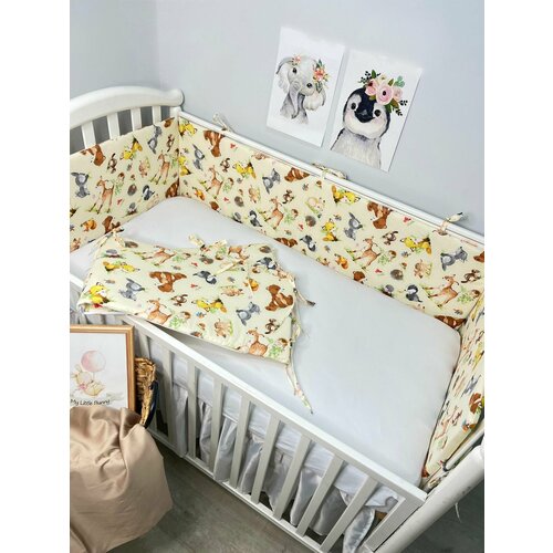 Бортики плоские в кроватку со съемными чехлами, бортики в кроватку для новорожденных бортики в кроватку daisy лошадки