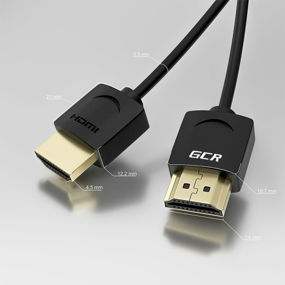 Greenconnect Кабель SLIM 0.5m HDMI 2.0, черный Slim, OD3.8mm, HDR 4:2:2, Ultra HD, 4K 60 fps 60Hz, 3D, AUDIO, 18.0 Гбит/с, 32/32 AWG, GCR-51592 Greenconnect HDMI (m) - HDMI (m) 0.5м (GCR-51592) - фото №3