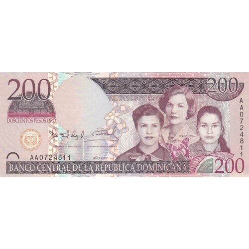 Доминиканская Республика 200 песо 2007 г. банкнота доминиканская республика доминикана 100 песо 2016 года unc