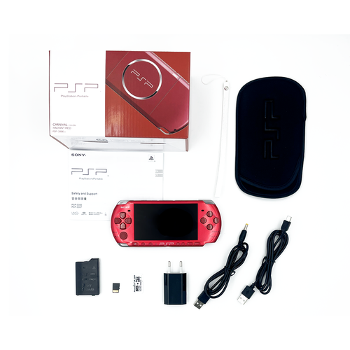 Игровая приставка Sony PlayStation Portable Bright (PSP-3000) SSD, 350 игр, красный