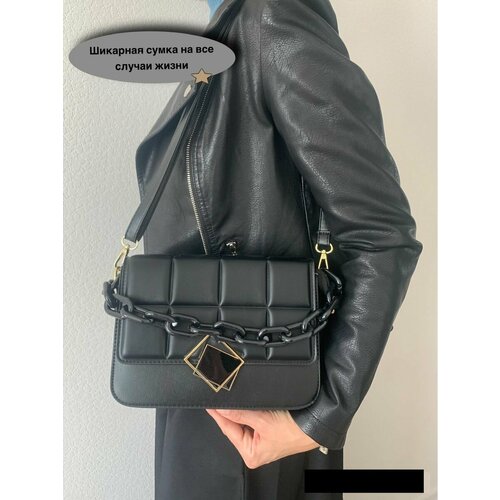 фото Сумка , фактура рельефная, матовая, стеганая, черный firdavs