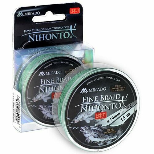 Плетеный шнур Mikado NIHONTO FINE BRAID 030 GREEN ( 15 м)