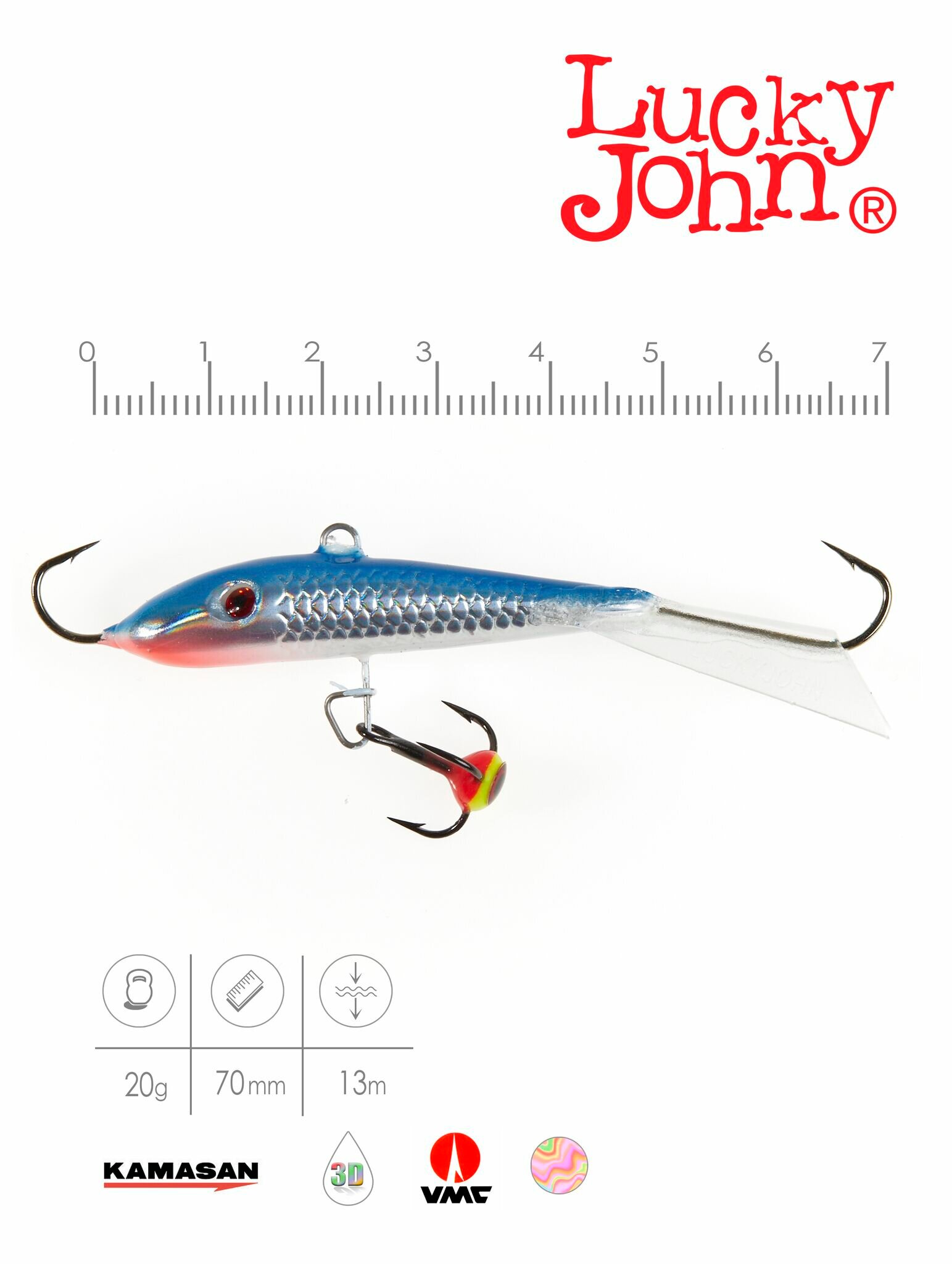 Балансир для зимней рыбалки Lucky John FIN 5 цвет 15H длина 70 мм вес 20 г — фото 1