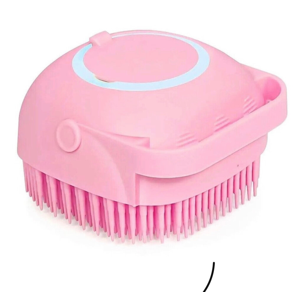 Массажная силиконовая щетка для мытья животных с дозатором для шампуня, Розовый