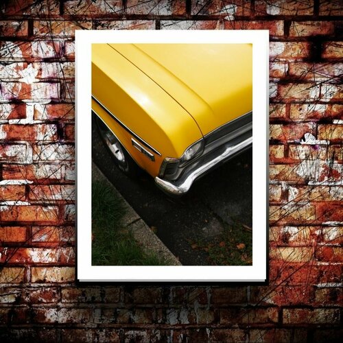 Постер "Капот желтой машины" от Cool Eshe из коллекции "Автомобили", плакат А4 (29,7 х 21 см) для интерьера