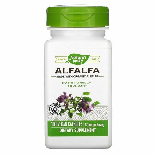 Люцерна молодая 405 мг, Nature's Way Alfalfa Young Harvest 100 капсул / Для иммунитета, сосудов, мозга, пищеварения, антиоксидант