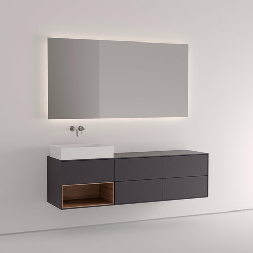 Тумба подвесная под две раковины 160 см. Vivomobili GRIGIO BROMO