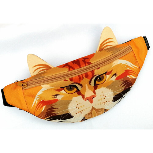 фото Сумка поясная муфтыши, фактура гладкая, оранжевый, желтый