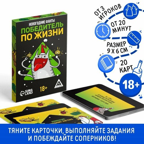 ЛАС играс Новогодние фанты «Новый год: Победитель по жизни», 20 карт, 18+