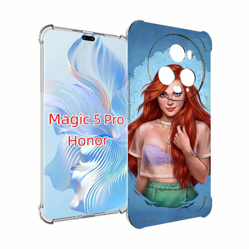 Чехол MyPads девушка-в-голубом-фоне женский для Honor Magic 5 Pro задняя-панель-накладка-бампер