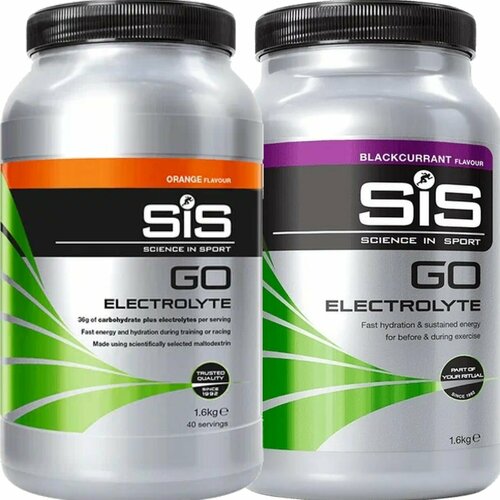 Изотоник SCIENCE IN SPORT (SiS) GO Electrolyte Powder 2 x 1600 г, Апельсин, Черная смородина изотоник science in sport go electrolyte powder черная смородина 1600 г 500 мл