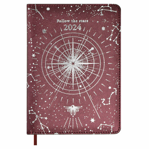 Ежедневник датированный 2024 ESCALADA, астрологический, формат А6+, 200 л, твёрдый переплёт с поролоном бордо