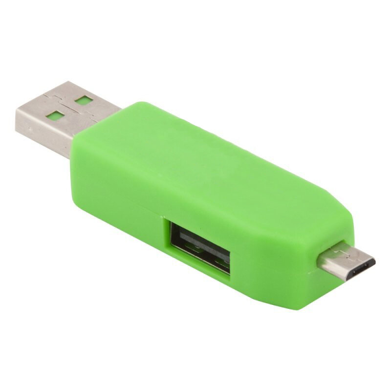 OTG Картридер LP слоты Micro SD/USB, разъемы USB/Micro USB, зеленый, коробка