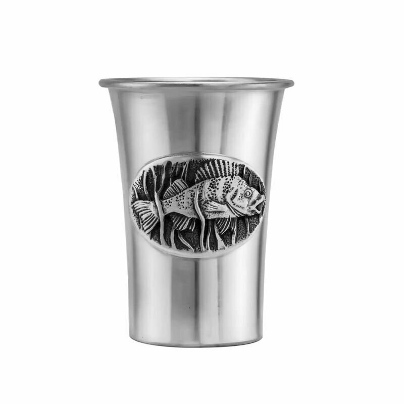 Кольчугинский мельхиор Стопка "Окунь" посеребренная полиров. с чернением в футляре (КМ559СТ06)