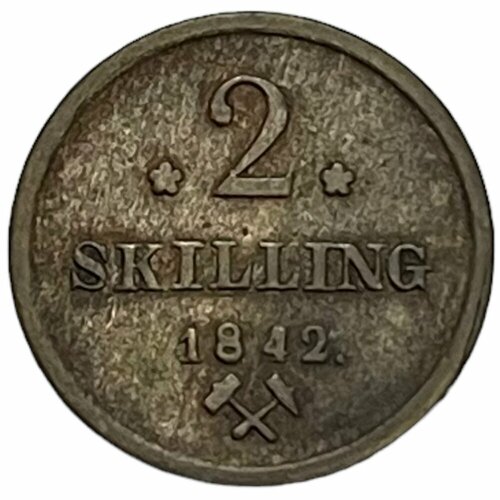 Норвегия 2 скиллинга 1842 г. клуб нумизмат монета 2 скиллинга дании 1842 года медь христиан viii