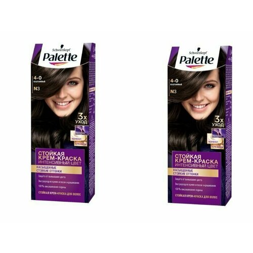 Palette Крем-краска для волос Каштановый N3 (4-0), 110 мл - 2 шт