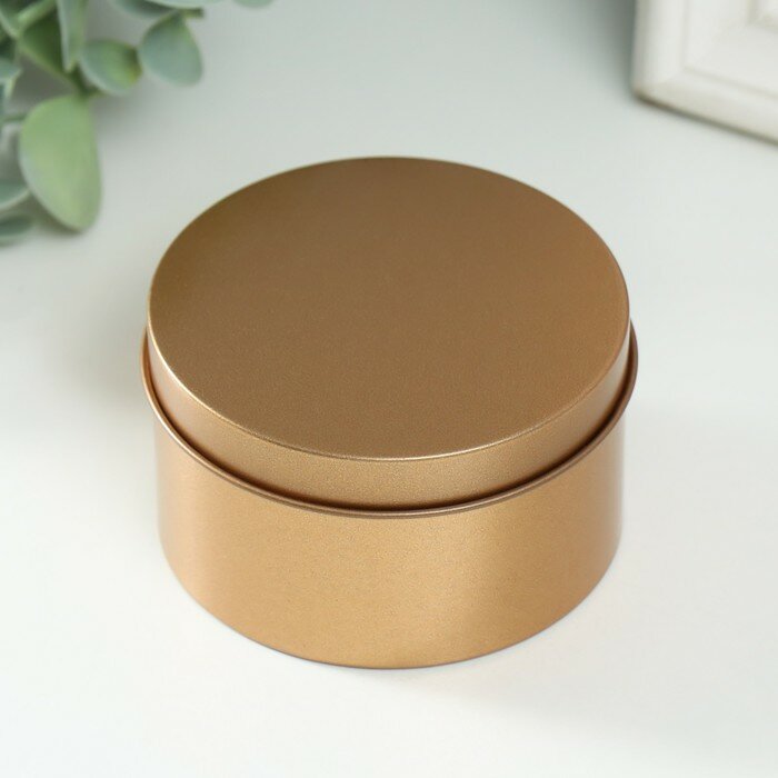 фото Шкатулка металл под свечу "Круглая. Металлик" золото 7,5х7,5х4,2 см