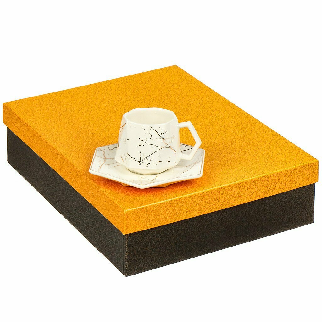 фото Набор кофейный керамика, 12 предметов, на 6 персон, 90 мл, Белый мрамор, Y4-6604, подарочная упаковка