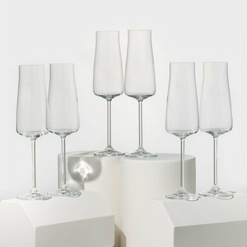 Набор бокалов для шампанского Aleх, стеклянный, 210 мл, 6 шт