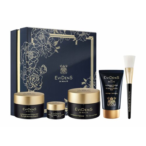 EVIDENS DE BEAUTE Набор The Multimasking Collection (Маска 55 мл + Маска 50 мл + Маска 10 мл + Маск 30мл + Кисть) крем маска интенсивное восстановление для нормальной и чувствительной кожи сменный блок librederm intense recovery hyaluronic night cream mask 50 мл