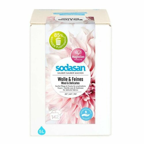 Жидкое средство-концентрат для стирки изделий из шерсти, шёлка и деликатных тканей Sodasan 5л