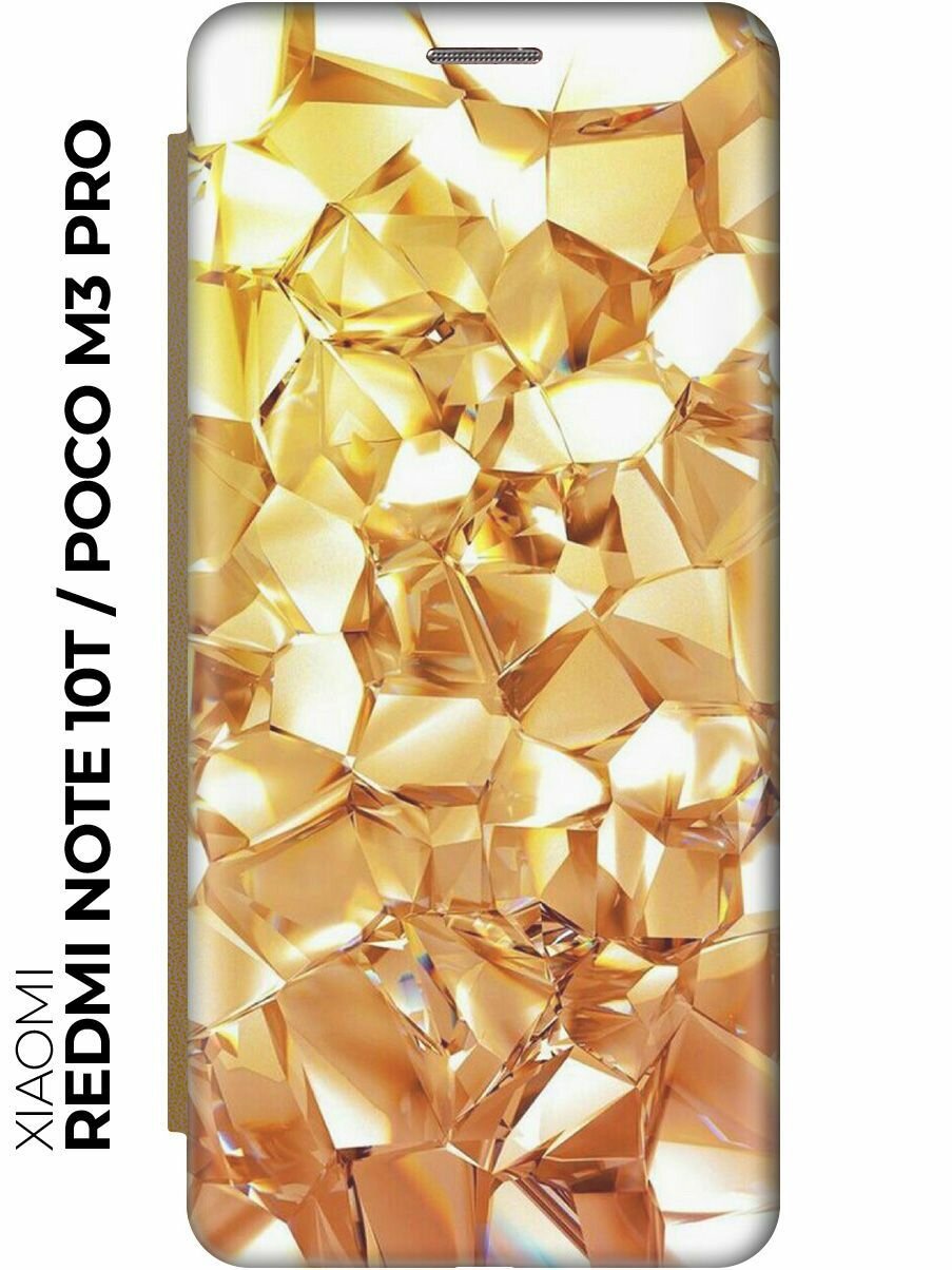 Чехол-книжка Янтарные камни на Xiaomi Redmi Note 10T / Poco M3 Pro / Сяоми Поко М3 Про / Сяоми Редми Ноут 10Т золотой